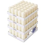 Horeca Candles - Velas de Pilar Marfil - Ø 4 x 7 cm - Juego de 80 Velones Decorativos - 12 Horas de Larga Duración - Sin Olor, Goteo ni Humo - Calidad RAL