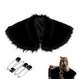 Bustlwor Capa de Bárbaro Medieval, Vikingo Cuello de Piel Sintética, para Halloween, Carnaval, Cosplay, Fiesta Temática(Negro)
