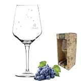 3forCologne Copa de vino con el signo del zodiaco Leo en elegante embalaje de regalo | constelación en serigrafía con más detalle como grabado | copa de vino se puede utilizar como copa de vino tinto