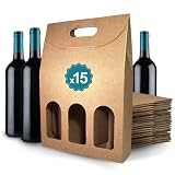 15 Cajas de Cartón para 3 Botellas de Vino 27x9x40 cm – Estuches de Regalo para Vino, Cava y Licores | Navidad y Eventos | Espirito Rebelde