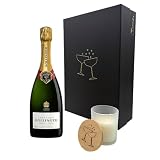 Bollinger Champagne Special Cuvée Brut, Set de Regalo con Vela Aromática, Caja Negra de Lujo