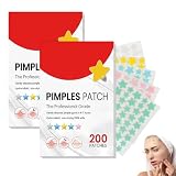 DYIOTF 400 Parches Granos Estrella, Pimple Patches Hidrocoloide para el Acné, Pegatinas Granos Cara con Absorción Eficaz de Puntos Blancos, 2 Cajas de 200 uds, Estrellas para Granos Invisibles
