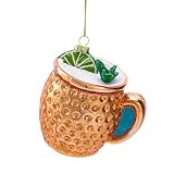 Joiedomi Adorno de cristal para cóctel de Navidad, adorno de vidrio soplado de bebida de Navidad para decoración de árbol de Navidad, adorno de bebidas para adultos para regalo de Navidad, recuerdo de