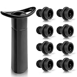 Crynvor Bomba de Vacio con 8 Tapones de Vino, Tapon Bombas Vacio, Wine Dispenser, Vertedores para Expulsor de Vino, Dispensador sin Quitar el Corcho, para Mantiene el Fresco