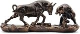 Irayin Wall Street Bull & Bear Batalla Estatua de resina, decoración de toro y oso, figura abstracta de Bull Bear Fight regalo de agente financiero, decoración para salón, dormitorio, armario de vino