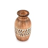 Indus Lifespace Jarrones de madera de mango de madera natural para decoración del hogar, casa de campo moderna, decoración de mesa de cocina (4 x 4 x 6 pulgadas)
