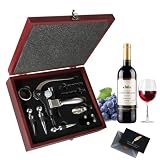 UCAMP Juego de abridor de vino de lujo con 11 sacacorchos, accesorios de vino, set de regalo para amantes del vino (caja de madera)
