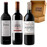 Pack Regalo Vino Ribera del Duero Gourmet 3 botellas. Envio 24h - 1 Protos Crianza, 1 Pesquera Crianza y 1 Condado de Haza Crianza. Seleccionado y Enviado por Cosecha Privada