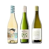 vino sin alcohol 0,0 Marieta, Natureo Blanco Muscat y Zero Zero Le Naturel Blanco pack de 3 botellas 75cl
