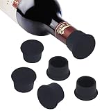 Vicloon Tapones para Botellas, 6 Piezas Tapones de Vino Silicona, Tapa de Botella de Vino Reutilizables para Botellas de Vino y Cerveza, Negro