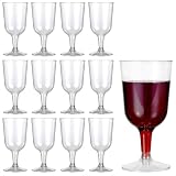 MATANA 12 Copas de Vino de Plástico Duro Transparente (180ml) - Elegantes, Resistentes y Reutilizables - Cumpleaños, Bodas, Navidad, Barbacoas, Picnic, Fiestas