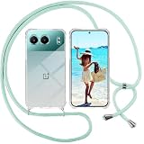 ISOI Funda con Cuerda para Oneplus Nord 4 5G, Carcasa Transparente TPU Suave Silicona Case con Correa Colgante Ajustable Collar Correa de Cuello Cadena Cordón, Verde