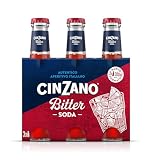CINZANO - Bitter Soda 3 Botellas x 0,2 L, Vermouth Italiano, Sabor Amargo Único, con Vino, Infusiones de Hierbas Aromáticas y Especias, Aperitivo Italiano, Color Rojo Vibrante, 8,5% Vol. Alcohol