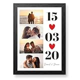 Made in Gift | Lámina Personalizada con Fotos y Texto | Collage de 9 Fotos Enmarcado | Regalo Personalizado para Parejas, Familia y Aniversario | Marco Incluido A4