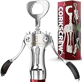 Abridor de vino de alta calidad, sacacorchos de ala, fabricado con tornillo de acero inoxidable resistente y cuerpo de aleación de zinc, sacacorchos perfecto para abrir botellas de vino y cerveza,
