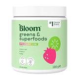 Bloom Nutrition Super Greens Polvo Fresa-Kiwi (30 porciones) con probióticos, enzimas digestivas, espirulina y clorella, sin azúcar