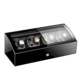 7LiuYueFei6 Reloj de cuerda automática, vino tinto 8+ 9, caja de almacenamiento de reloj de vino tinto, caja de almacenamiento de lista de relojes, motor Wanba silencioso y 5 modos de rotación (tamaño