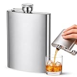 CHEFZOCO Petaca de acero, Frasco de licor, Petacas de Alcohol, Cantimplora de licor, Licorera portátil, Petaca de viaje, 9.5 cm x 13.5 cm, Capacidad 240 ml, Acero inoxidable