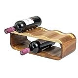 eluno Botellero para 6 botellas de madera de acacia, sin montaje, diseño moderno, adecuado para muchas áreas de estar, 38 x 12,5 x 16 cm