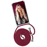 OneFlow «Twist Case» Funda con Correa para teléfono móvil Compatible con Huawei Y5 (2019), Funda Colgante para teléfono Inteligente, Hecha de Silicona, Vino Tinto