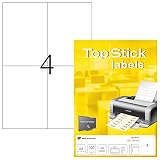 TopStick 8717 - Etiquetas autoadhesivas de envío A4 (105 x 148 mm, papel) 100 hojas, 4 etiquetas por hoja, 400 etiquetas, para impresoras inkjet y láser