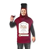 Tralala Fêtes Disfraz de Botella de Vino para Adulto - Disfraz de Botella de Vino Tinto para Hombre o Mujer para Cumpleaños/Halloween/EVG/EVJF - Divertido y Original - Talla Única