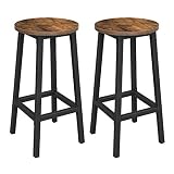 VASAGLE Juego de 2 Taburetes Altos de Cocina, 32 x 32 x 64 cm | Sillas Altas para Barra, con Reposapiés, Marco de Acero, Marrón Rústico y Negro, Colección BARNET LBC32X
