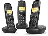 Gigaset A170 Trio - Tres Teléfonos DECT Inalámbrico - Pantalla Gráfica Iluminada - Fácil de Usar - Instalación Sencilla, Negro [Versión Española]