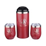 The Memory Company Bottle Chiller with 2 Ceramic Lined 12oz. SS Stemless Wine Tumblers Vaso para Bebidas, Unisex, Colores del Equipo
