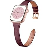 CeMiKa Correas Cuero Finas Compatible con Correa Apple Watch 42mm 44mm 45mm 46mm 49mm, Correa de Piel para Apple Watch Ultra 3 Ultra 2 1 iWatch Series 11 10 9 8 7 6 5 4 3, Mujer Hombre, Rojo Vino