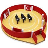 AMBIENTS ARTESANIA Plaza de Toros de Juguete Mini Personalizable con 3 Toritos, 4 Burladeros, Puerta Abatible y Arena Albero, Madera MDF, 39 x 39 x 8 cm