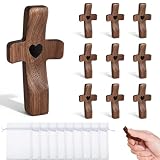 YMTWSRY 10 piezas cruz de madera tallada crucifijo pequeño crucifijo tallado a mano para oraciones devocionales bautizo comunión