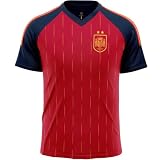 Champion's City Selección Española Camiseta Mundial 2026-2028 2 Estrellas Réplica Oficial Liso, Color Rojo, Manga Corta, Tejido Deportivo Transpirable - Talla XS