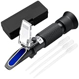 Proster Refractómetro Brix 0-40% y 0-25% Alcohol Refractómetro Digital para Vino Medir el Contenido de Azúcar para Fruta UVA y Grado de Alcohol de Vino Cerveza Refractómetro Portatil con ATC-Negro