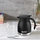 Cello Duro - Olla de acero inoxidable con aislamiento al vacío de doble pared y base antideslizante, 600 ml, color negro