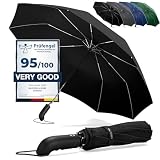 Paraguas Plegable con Teflón Impermeable - Abrir y Cerrar Automático con 9 Varillas a Prueba de Viento hasta 140km/h – Robusto Pequeño Ligero Resistente para Adultos, Hombres y Mujeres, Negro