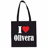 Reifen-Markt I Love Olivera - Bolsa de la compra (38 x 42 cm), color negro o blanco, Negro , 38x42cm