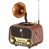 PRUNUS J-190 FM/Am/SW Radio Vintage Retro,Radio Portatil Pequeña Recargable