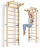 RokePro Escalera Sueca Multifuncional para Montar en la Pared, Barra de Gimnasia de Madera, Gimnasio en el hogar para niños y Adultos