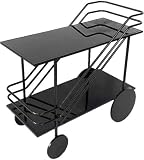 Modern - Carrito de bar de 2 niveles con s y metal con ruedas para café/vino Sk Black IslandSolut