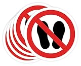 Pegatinas Prohibido 5ud Adhesivos de 14 cm Cartel Prohibicion Señal Laboral Industrial (14 cm, PERMANECER AQUÍ)