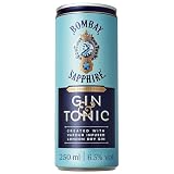 BOMBAY SAPPHIRE Gin y tónica, cóctel listo para tomar, 6,5%, 12 x 25 cl