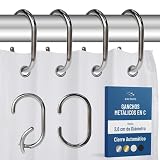 Blau Marité 12 Ganchos Metálicos en forma de C para Cortina de Ducha. Anillas Decorativas para cortina de ducha Resistentes al Óxido. Para Barras de Hasta 2,6 cm de Diámetro (C, Plata)