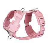 OneTigris Arnés para perro, Diesel ajustable táctico acolchado pecho para perros medianos y grandes con reflectante, 1 asa, 3 anillos en D (Rosa, M)