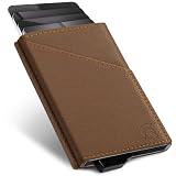 POWR Tarjetero con Bloqueo RFID - marrón - Minimalista | Elegante Cartera Delgada y Protector de Tarjetas de crédito sin Contacto