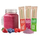 GREENORA Smoothie Vegano de Fruta Liofilizada, Mix de Sabores, Fresa, Manzana, Espirulina, Kiwi, Mango y Plátano en Polvo, Ideal para Recetas, Sin Azúcar ni Aditivos, 9 Unidades (Sticks).