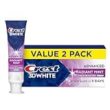 Crest Pasta de dientes avanzada 3D White de menta brillante, 100 ml, paquete de 2