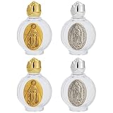 WEBEEDY 4 botellas de agua bendita de cristal, botellas de agua santa católica de Nuestra Señora de Guadalupe María