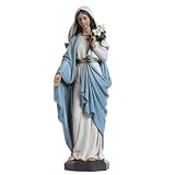Grace4Joy Estatua de la Madre María bendita – Estatua de la Virgen María de 10 Pulgadas, Elegante decoración del hogar, Pintada a Mano Santa María sosteniendo Lirios, colección renacentista