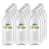 Acan Tradineur - Pack de 12 botellas de plástico - Incluye tapa - Ideal para la conservación de tus alimentos - Capacidad de 1 Litros - 26 x 8 cm